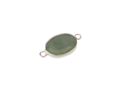 (image for) 20 x 14mm Green Aventurine Silver Gemstone Oval Link