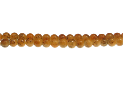 6mm Amber Marble-Style Glass Bead, approx. 70 beads
