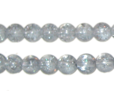 8mm Silver Crackle Glass Bead, approx. 55 beads