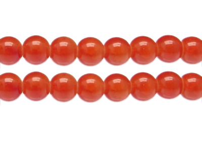 12mm Deep Orange Gemstone-Style Glass Bead, approx. 13 beads