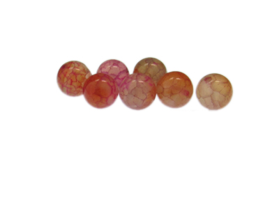 10mm Pink Crackle Rock Crystal Gemstone Bead, 7 beads