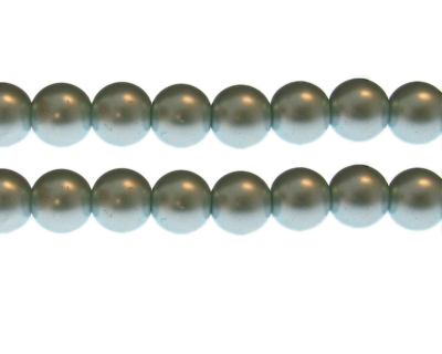 12mm Soft Teal Glass Pearl Bead, approx. 18 beads
