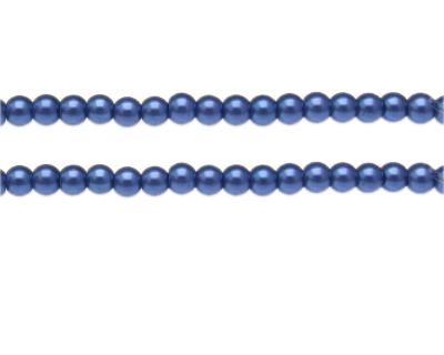 6mm Navy Glass Pearl Bead, approx. 78 beads