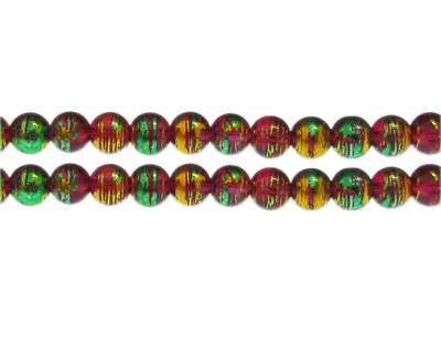 8mm Christmas Abstract Glass Bead, approx. 35 beads