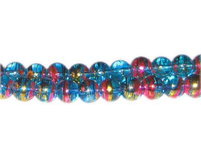 (image for) 8mm Turquoise Twirl Abstract Glass Bead, approx. 54 beads