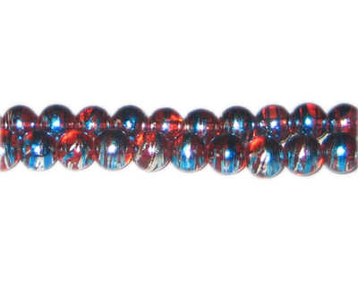 8mm Red USA Abstract Glass Bead, approx. 54 beads