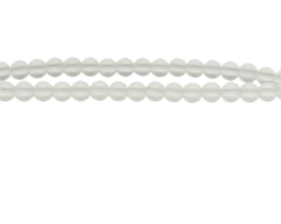 6mm White Semi-Matte Glass Bead, approx. 44 beads