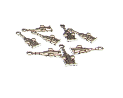 20 x 6mm Wine Bottle Silver Metal Charm, 8 charms