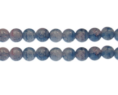10mm Blue/Dusty Pink Duo-Style Glass Bead, approx. 16 beads