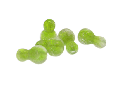 24 x 14mm Apple Green Bowling Pin Lampwork Glass Bead, 5 beads