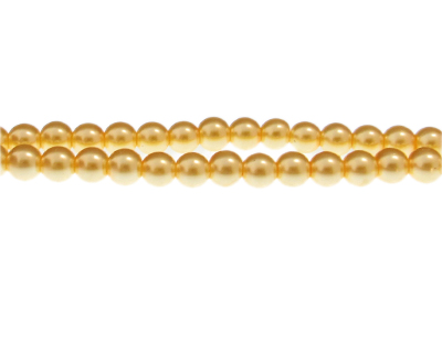 6mm Vanilla Gold Glass Pearl Bead, approx 78 beads