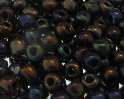 6/0 Black Rainbow Luster Glass Seed Bead, 1oz. Bag