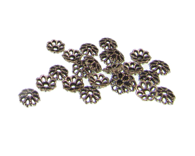 (image for) 6mm Silver Metal Bead Cap, approx. 25 caps