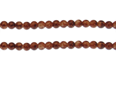 6mm Brown Marble-Style Glass Bead, approx. 68 beads