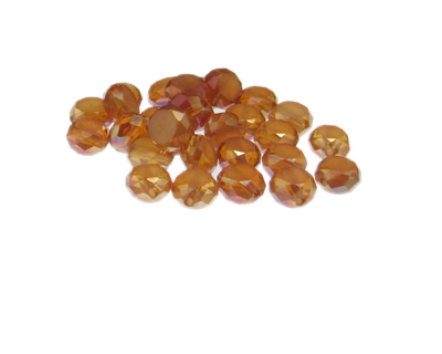 Approx. 1oz. x 8x6mm Orange Flat Round Faceted Glass Beads