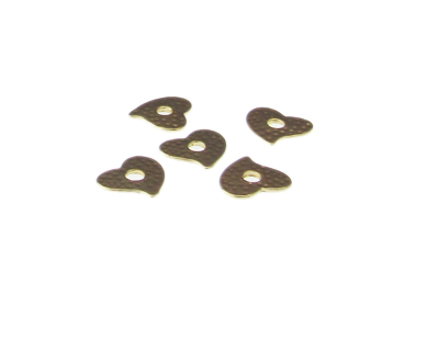 14mm Heart Gold Metal Charm, 5 charms