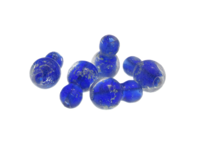 24 x 14mm Blue Bowling Pin Lampwork Glass Bead, 5 beads
