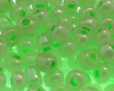 6/0 Soft Green Ceylon Glass Seed Beads, 1oz. bag