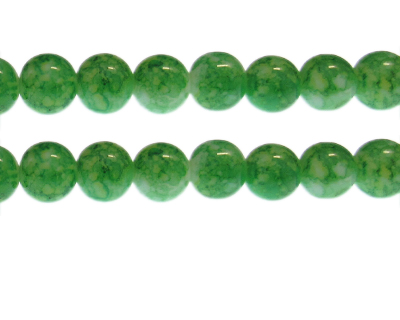 12mm Grass Green Marble-Style Glass Bead, approx. 17 beads