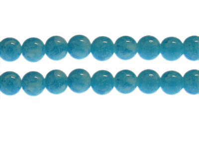 10mm Turquoise Marble-Style Glass Bead, approx. 21 beads