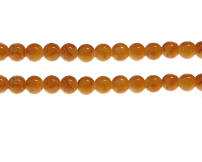 8mm Orange Marble-Style Glass Bead, approx. 55 beads
