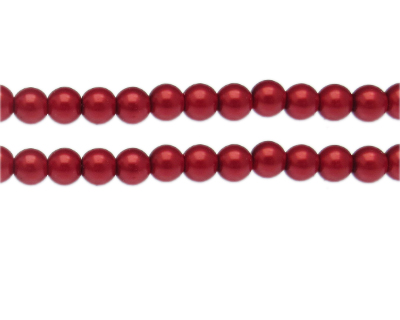 8mm Red Glass Pearl Bead, approx. 56 beads