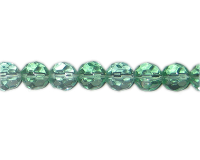 12mm Pale Green Faceted Round Glass Bead, 13" string