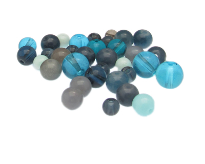 Approx. 1.5oz. Moody Blue Designer Glass Bead Mix