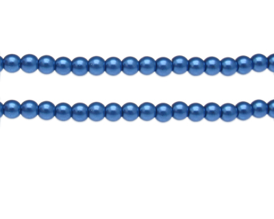 6mm Royal Blue Glass Pearl Bead, approx. 78 beads