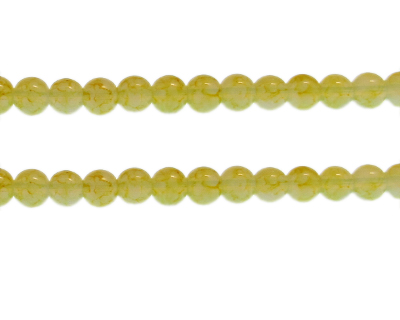 8mm Yellow Marble-Style Glass Bead, approx. 53 beads