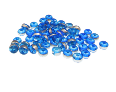 (image for) Approx. 1oz. x 6x4mm Turquoise Rondelle Glass Bead w/Silver Line - Click Image to Close