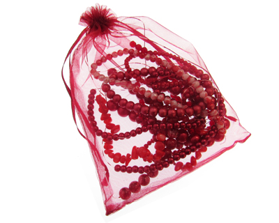 Red Bead Bundle: 8 Strings + Findings