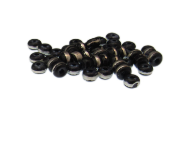(image for) Approx. 1oz. x 6mm Black Glass Bead w/Silver Line