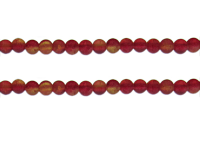 6mm Red/Yellow Crackle Frosted Duo Bead, approx. 46 beads