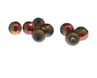 12mm Gold Druzy-Style w/ Line Faceted Glass Bead, 8 beads, large