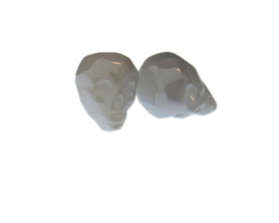 24 x 20mm White Skull Glass Bead, 2 beads