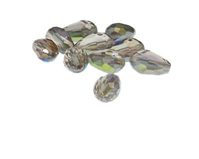16 x 10mm Silver Luster Faceted Oval Glass Bead, 10 beads