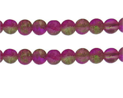 (image for) 10mm Fuchsia/Apple Green Crackle Frosted Duo Bead, approx. 17 b - Click Image to Close