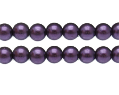 12mm Dark Purple Glass Pearl Bead, approx. 18 beads
