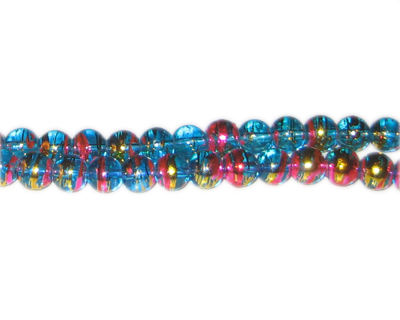 (image for) 6mm Turquoise Twirl Abstract Glass Bead, approx. 70 beads