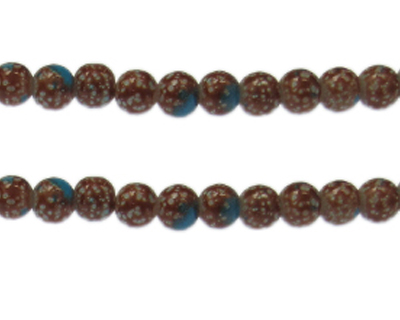 8mm Golden Spot Marble-Style Glass Bead, approx. 36 beads