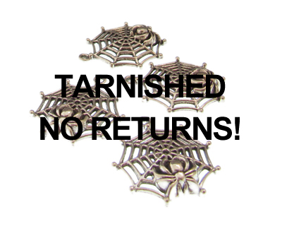 (image for) 30mm Spider + Web Silver Metal Charm, 4 charms. Tarnished, No Returns! - Click Image to Close