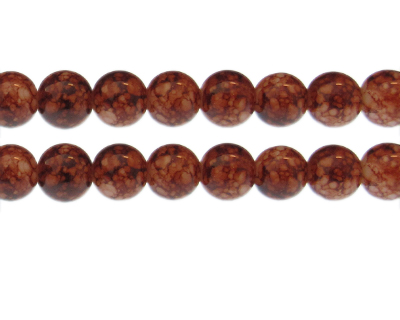 12mm Brown Marble-Style Glass Bead, approx. 17 beads