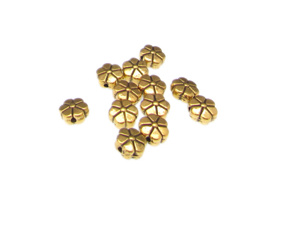 8mm Flower Metal Gold Spacer Bead, approx. 12 beads