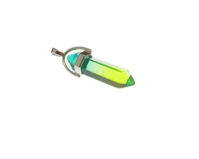 40 x 14mm Green to Apple Glass Pendant with silver bale