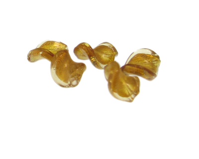 18 x 14mm Gold Twirl Lampwork Glass Beads, 5 beads