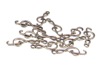 (image for) 26 x 10mm Clef Silver Metal Charm, 14 charms - Click Image to Close