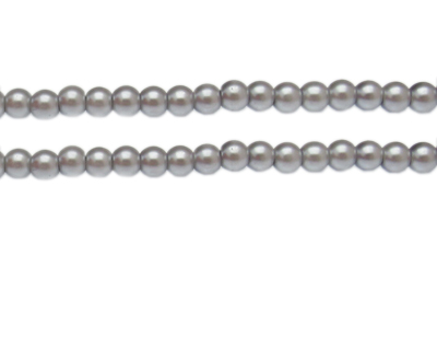 6mm Bright Silver Glass Pearl Bead, approx. 78 beads