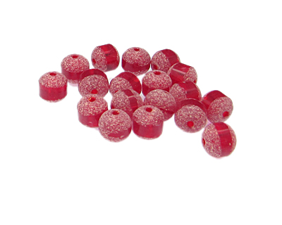 (image for) Approx. 0.7oz. x 8mm Red Frosted Glass Bead w/ Line