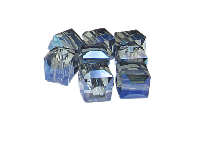 12mm Bluish Faceted Cube Glass Bead, 8 beads